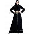 Designer double layered abaya with stone lacework- Black Designer double layered abaya with stone lacework- Black